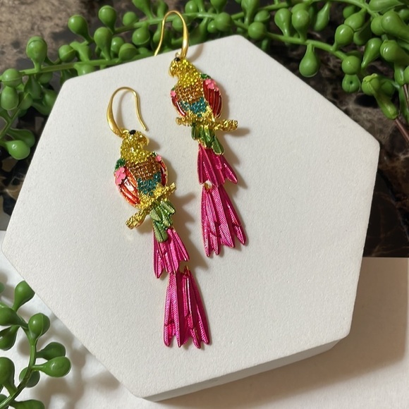 Parrot Bird Drop Earrings - Picture 4 of 13